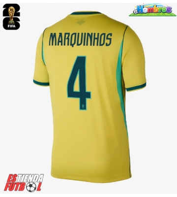 Brasil Marquinhos #4 Primera Equipación Mundial 2026 Manga Corta